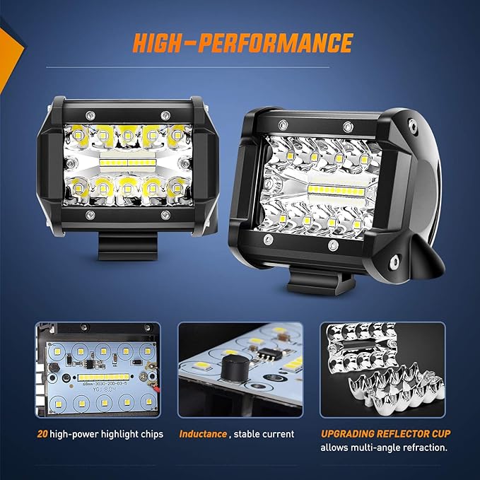 NILIGHT 4" WORK LIGHT - FLOOD/SPOT COMBO WITH WIRING HARNESS