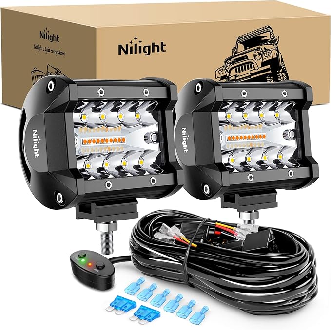 NILIGHT 4" WORK LIGHT - FLOOD/SPOT COMBO WITH WIRING HARNESS
