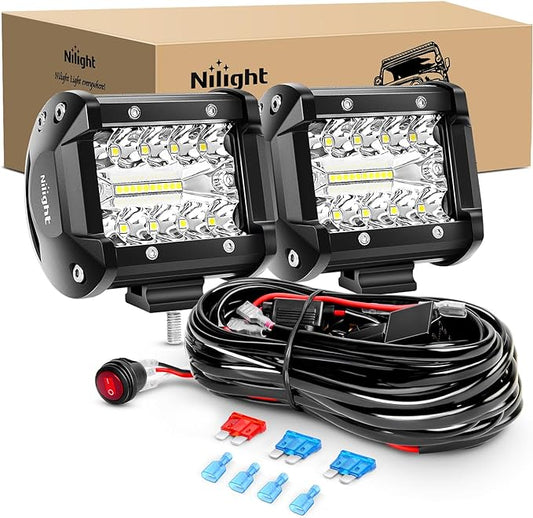 NILIGHT 4" WORK LIGHT - FLOOD/SPOT COMBO WITH WIRING HARNESS